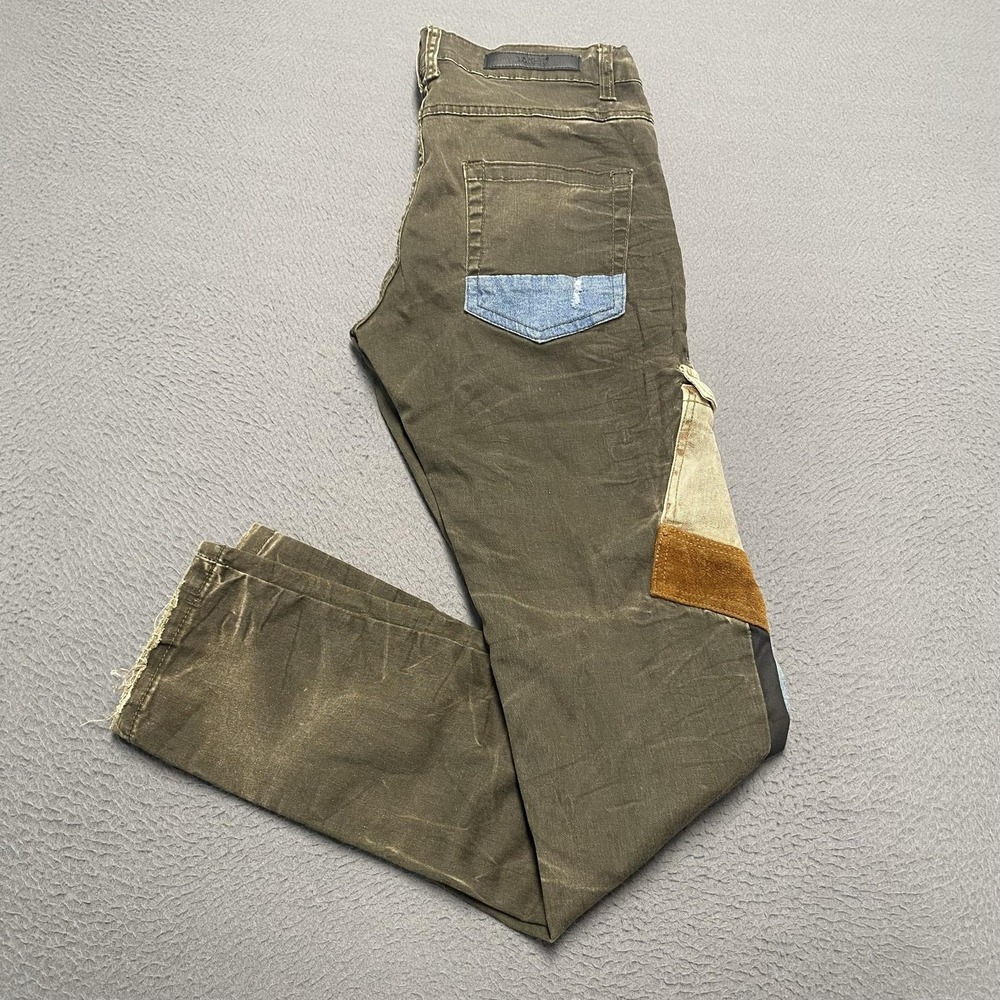 Taker Jeans Mens 32x32 Multicolor Patchwork Straight Stretch Denim Pockets